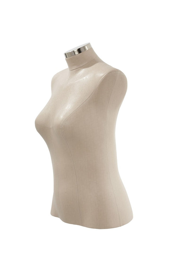 FEMALE BODY FORM PLUS SIZE W/CHROME NECK (PL1), PU LINEN (BFF-PL1/PULN)