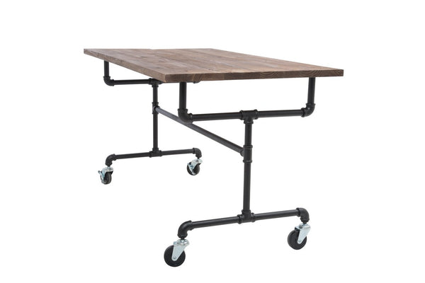 Small Industrial Table W/ Wood Top (IND-TABLE-S)