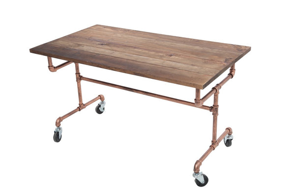 Small Industrial Table W/ Wood Top (IND-TABLE-S)
