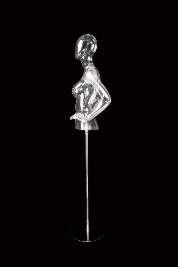 FEMALE CLEAR 1/2 TORSO W/ EGG FACE  (EGG2) W/ ARMS & BASE (MAF-CL4-EGG2/CL)