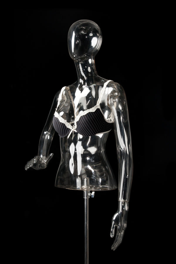 FEMALE CLEAR 1/2 TORSO W/ EGG HEAD (EGG3) W/ ARMS & BASE (MAF-CL4-EGG3/CL)