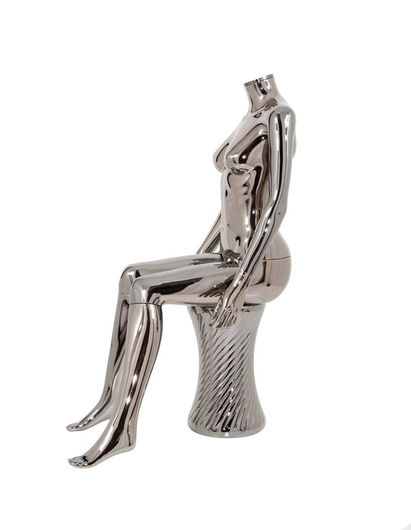 PLASTIC SITTING FEMALE MANNEQUIN (120) (MAF-P2-420/BLCH)