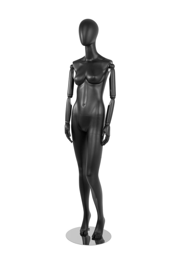 FEMALE MANNEQUIN W/ WOOD ARMS (MAF-S2-ARM1/BB)