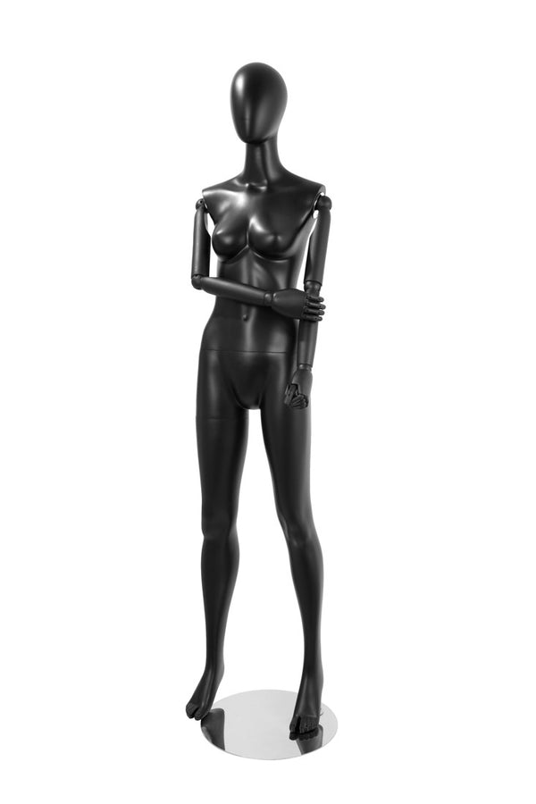 FEMALE MANNEQUIN W/ WOOD ARMS (MAF-S2-ARM2/BB)