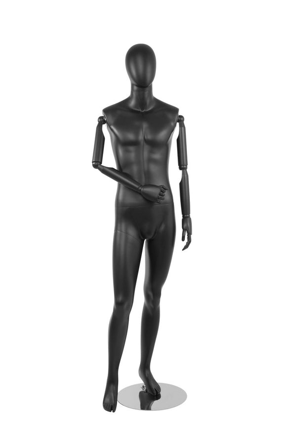 MALE  MANNEQUIN W/ WOOD ARMS (MAM-S2-ARM1/BB)