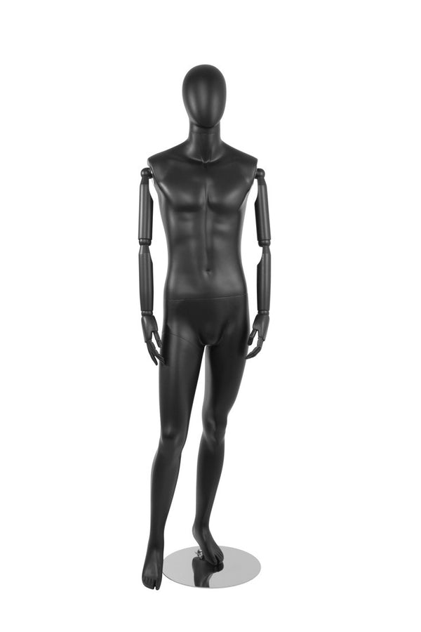 MALE  MANNEQUIN W/ WOOD ARMS (MAM-S2-ARM1/BB)