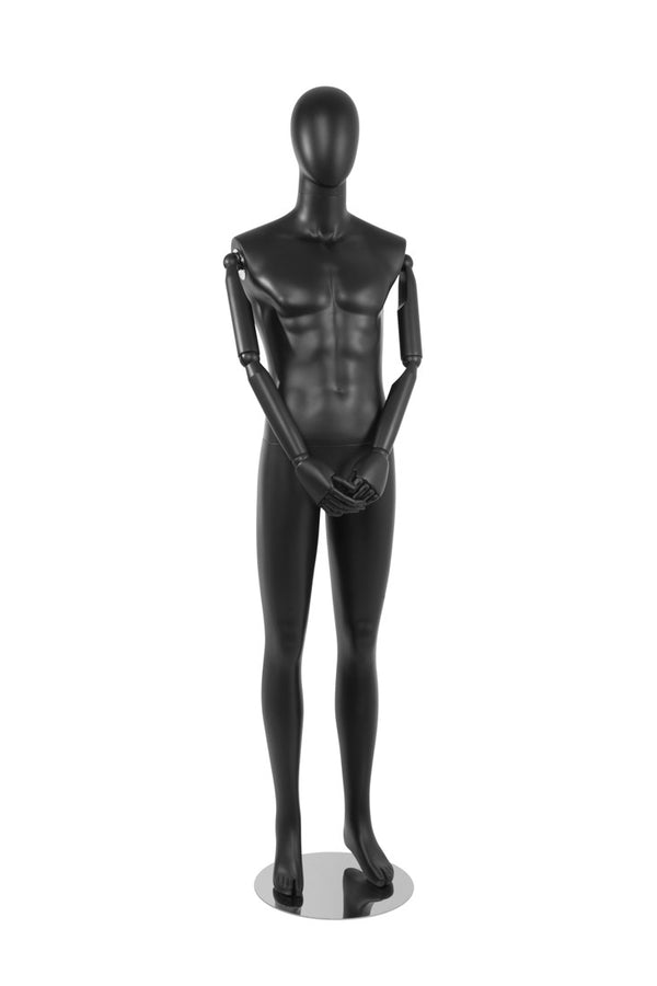 MALE  MANNEQUIN W/ WOOD ARMS (MAM-S2-ARM2/BB)