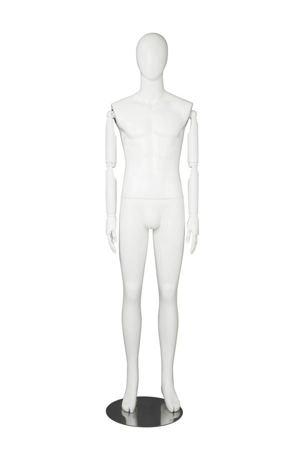 MALE  MANNEQUIN W/ WOOD ARMS (MAM-S2-ARM2/WW)