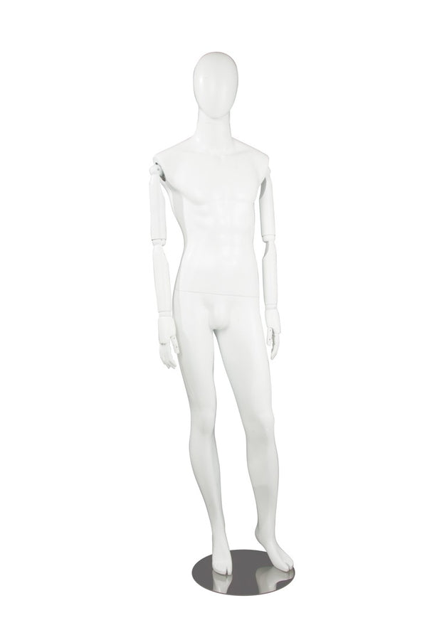 MALE  MANNEQUIN W/ WOOD ARMS (MAM-S2-ARM3/WW)