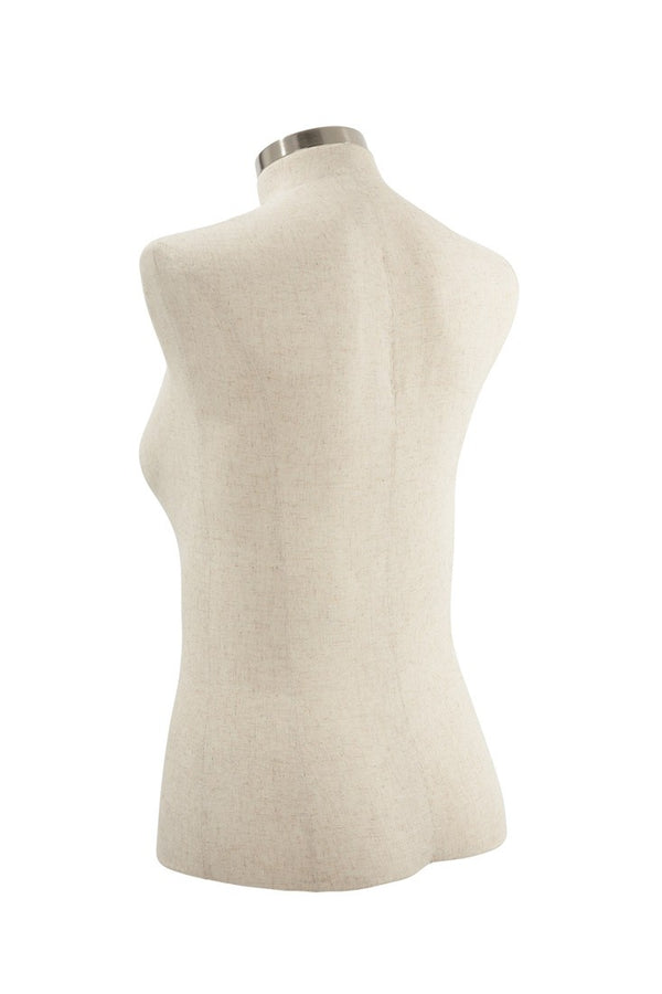 FEMALE BODY FORM PLUS SIZE W/CHROME NECK (PL1), LINEN (BFF-PL1/LN)