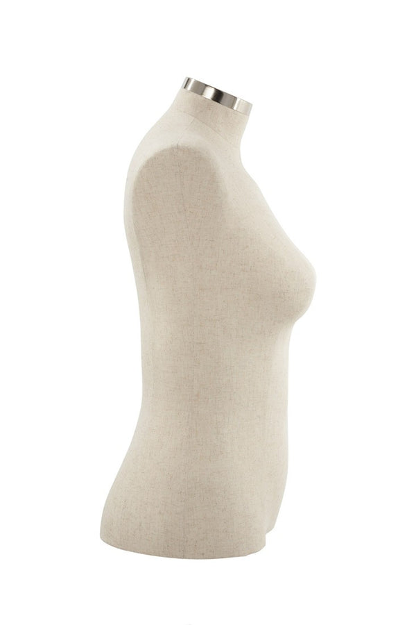 FEMALE BODY FORM PLUS SIZE W/CHROME NECK (PL1), LINEN (BFF-PL1/LN)