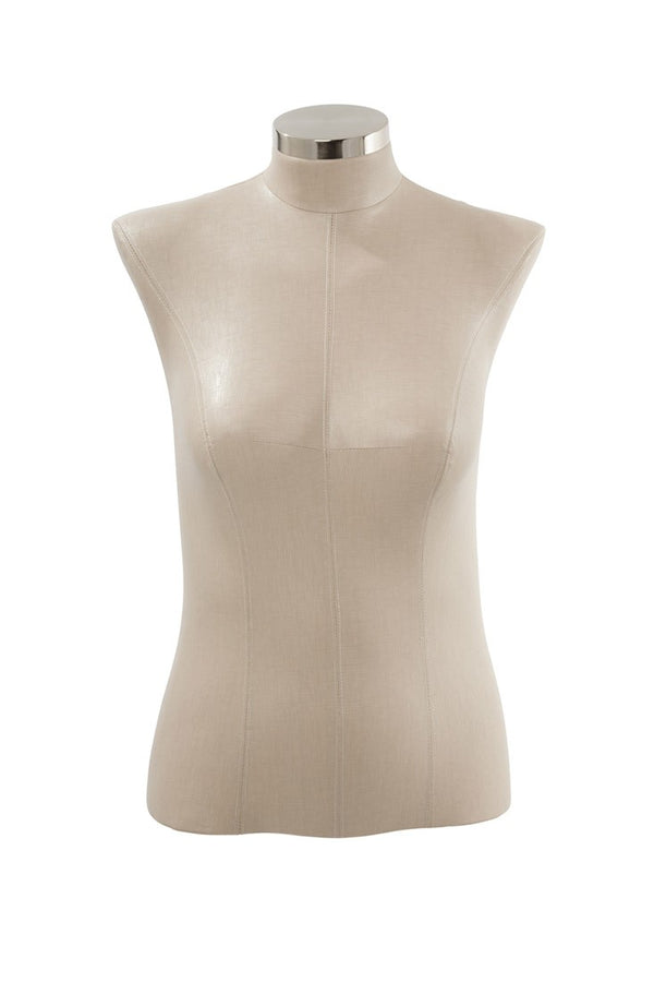 FEMALE BODY FORM PLUS SIZE W/CHROME NECK (PL1), PU LINEN (BFF-PL1/PULN)