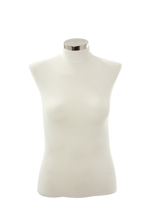 FEMALE BODY FORM PLUS SIZE W/CHROME NECK (PL1), WHITE (BFF-PL1/WH)