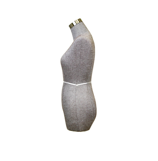 FEMALE 1/2 BODY FORM - SUIT FABRIC BROWN HERRINGBONE (BFF-XG1/SUBRN)