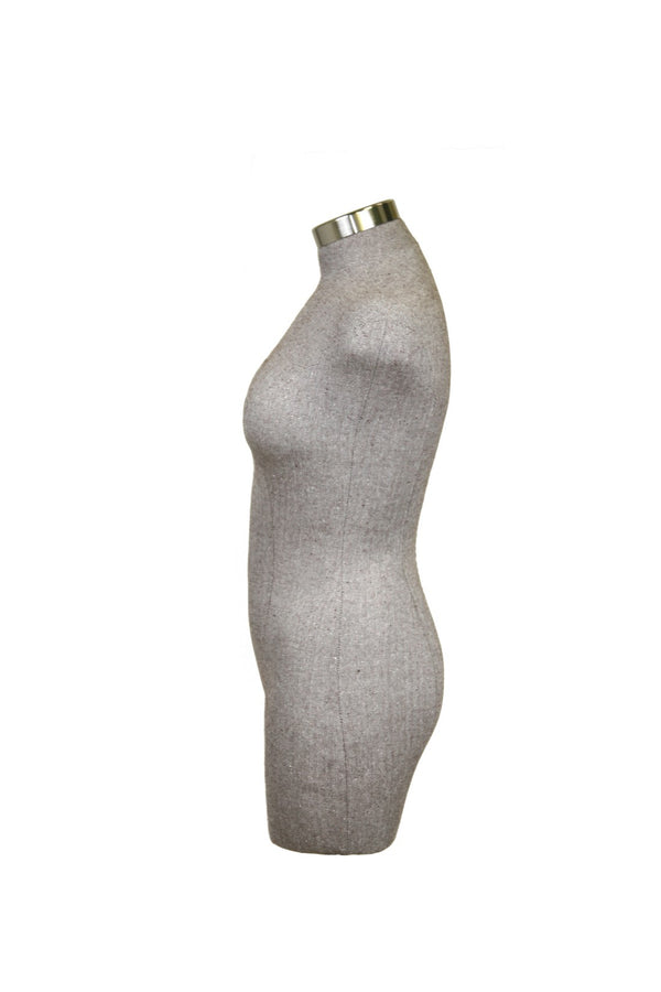 FEMALE 3/4 BODY FORM - SUIT FABRIC BROWN HERRINGBONE (BFF-XG2/SUBRN)