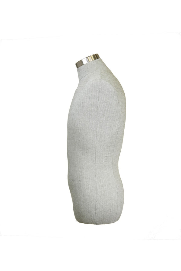 MALE 1/2 BODY FORM - SUIT FABRIC PALE GREEN HERRINGBONE (BFM-XG1/SUGRN)