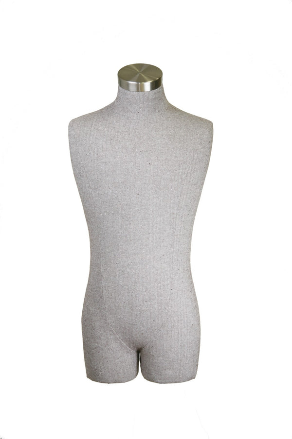 MALE 3/4TORSO BODY FORM - SUIT FABRIC BROWN HERRINGBONE (BFM-XG2/SUBRN)