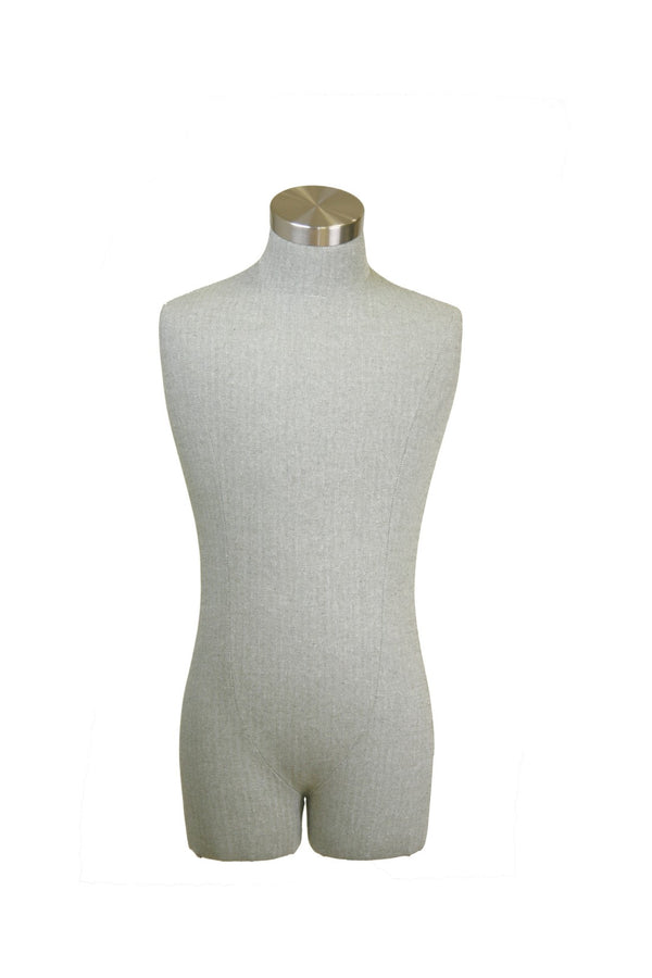 MALE 3/4 BODY FORM - SUIT FABRIC PALE GREEN HERRINGBONE (BFM-XG2/SUGRN)