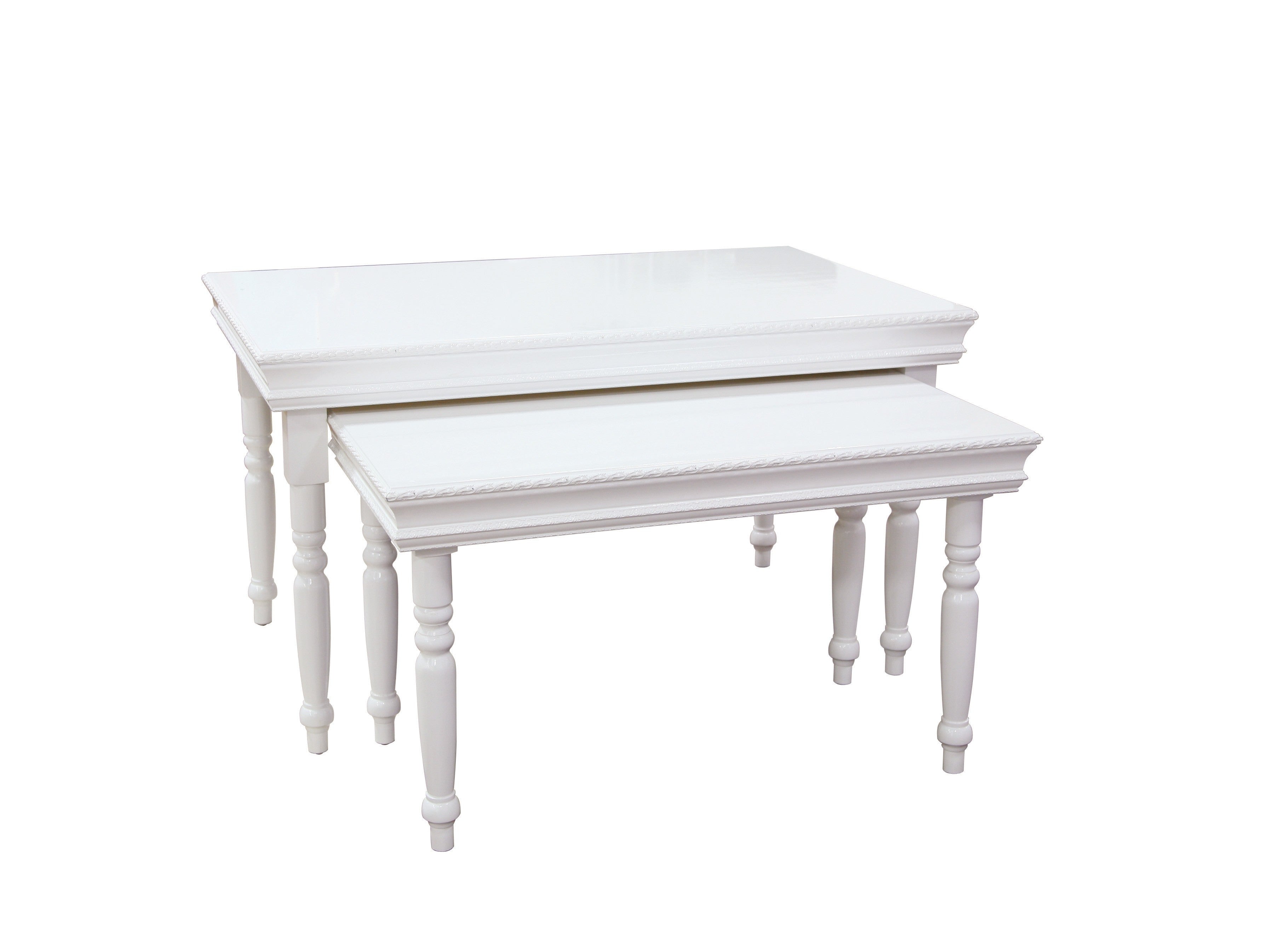SHABBY CHIC TABLE WITH BEAUTIFULLY CARVED TABLE LEGS IN LARGE AND SMALL (TB-SHAB-RECT)