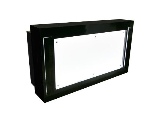 GLOSSY BLACK LAMINATED COUNTER WITH DUAL SIDE PANEL