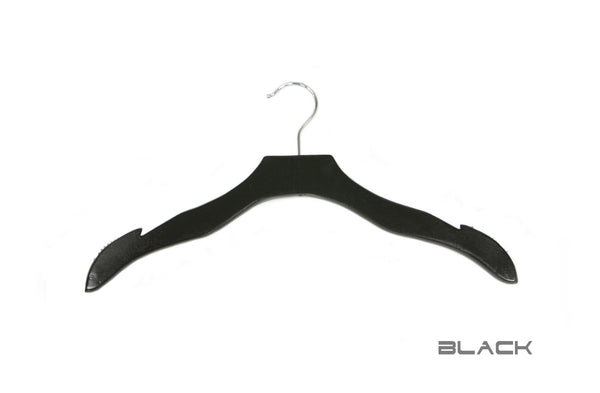 17" TOP WOOD HANGER W/ NEW NOTCH (HWT-V17/BK)
