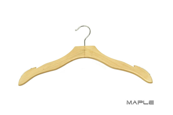 17" TOP WOOD HANGER W/ NEW NOTCH (HWT-V17/MA)