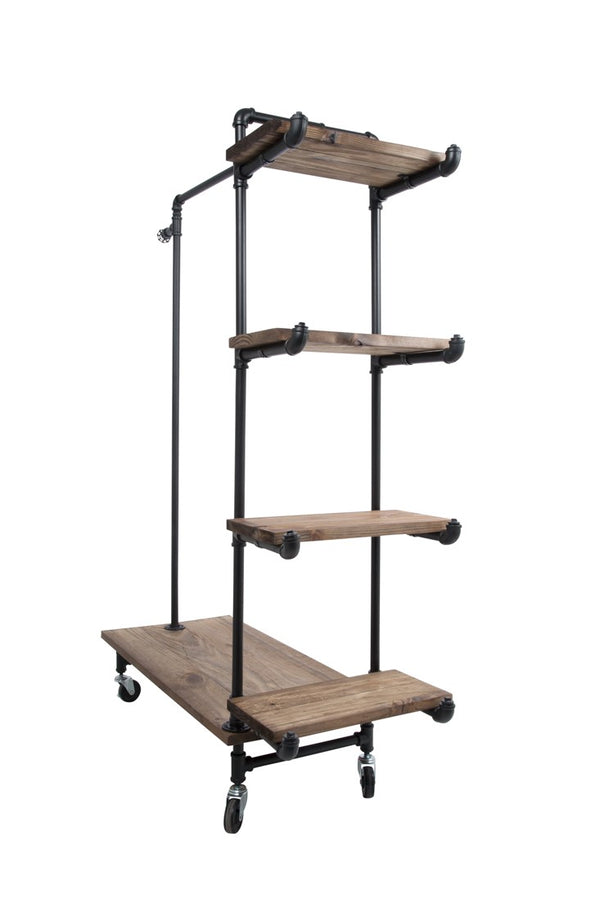 Single Rack With 4 Wood Shelves (IND-R4)
