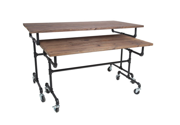 Small Industrial Table W/ Wood Top (IND-TABLE-S)