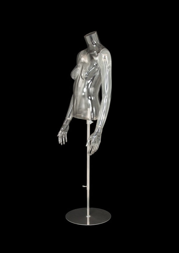 FEMALE CLEAR 1/2 TORSO (001) W/ ARMS & BASE (MAF-CL4-001-A/CL)