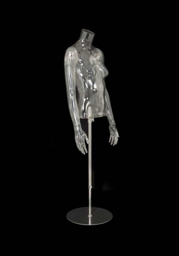 FEMALE CLEAR 1/2 TORSO (001) W/ ARMS & BASE (MAF-CL4-001-A/CL)