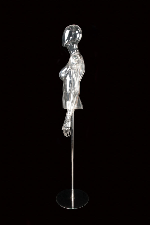 FEMALE CLEAR 1/2 TORSO W/ EGG FACE (EGG1) W/ ARMS & BASE (MAF-CL4-EGG1/CL)