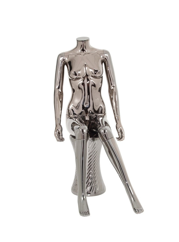PLASTIC SITTING FEMALE MANNEQUIN (120) (MAF-P2-420/BLCH)