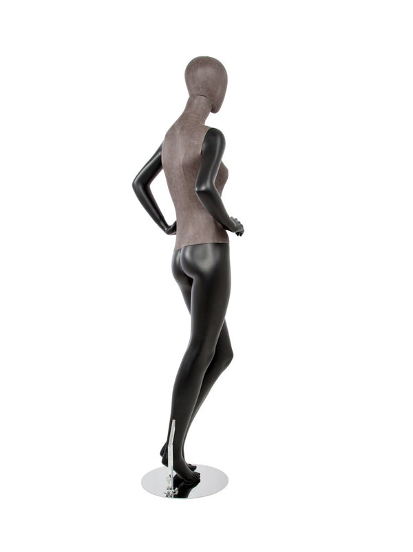 MIXED FABRIC MANNEQUIN MATTE BLACK WITH DISTRESSED LEATHERETTE AND REMOVABLE HEAD (MAF-S2-105/BLLE)