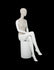 MIXED FABRIC SITTING MANNEQUIN MATTE WHITE WITH LINEN FABRIC AND REMOVABLE HEAD (MAF-S2-106/WHLN)