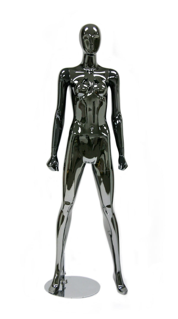 ALIEN FACELESS FEMALE MANNEQUIN, BLACK CHROME (MAF-S2-312/BCR)