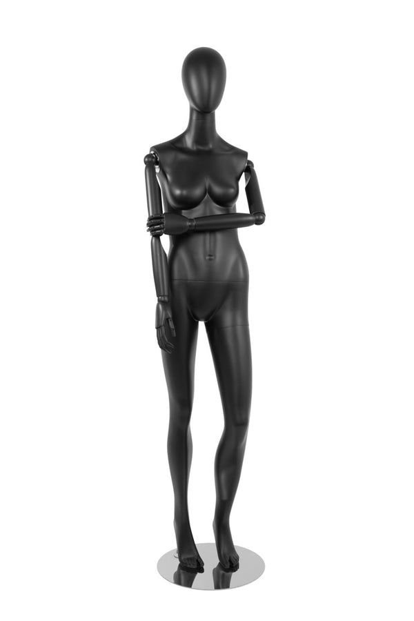 FEMALE MANNEQUIN W/ WOOD ARMS (MAF-S2-ARM1/BB)