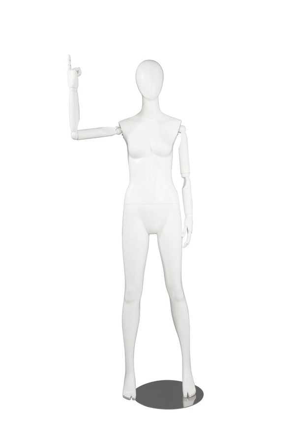 FEMALE MANNEQUIN W/ WOOD ARMS (MAF-S2-ARM2/WW)