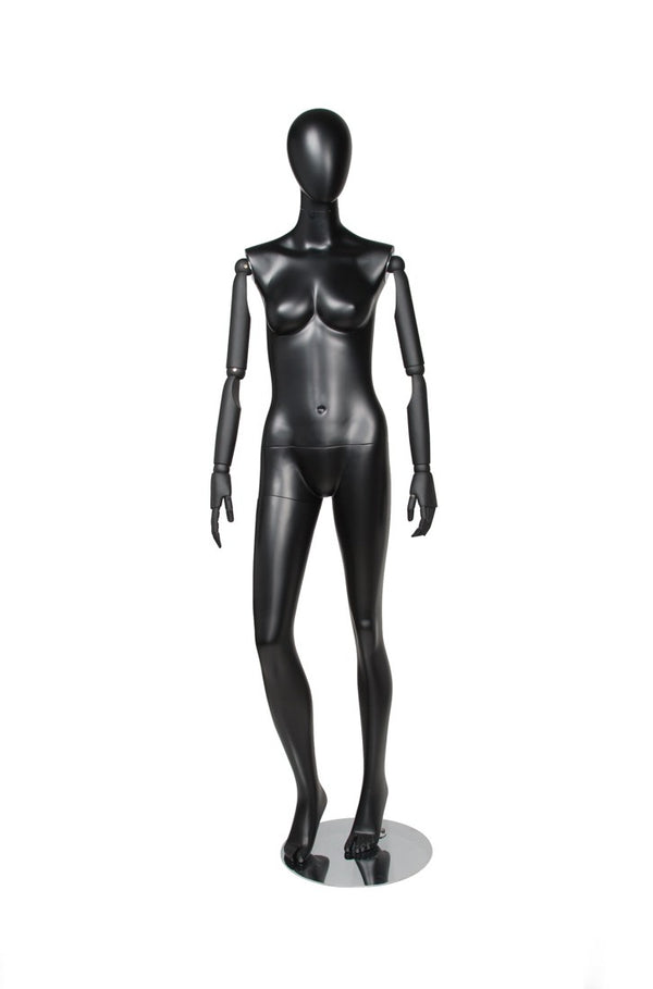 FEMALE MANNEQUIN W/ WOOD ARMS (MAF-S2-ARM3/BB)