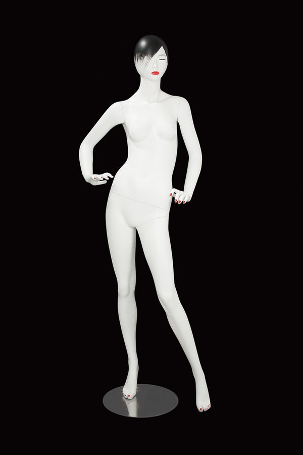 FEMALE MANNEQUIN W/ LIPS & BLACK HAIR (MAF-S2-LYN2)