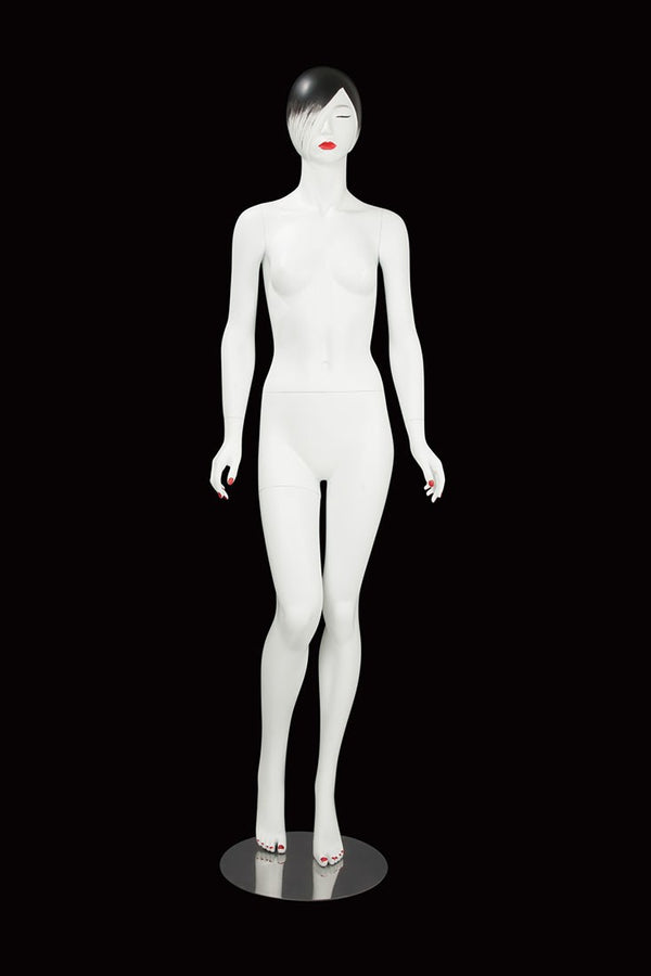 FEMALE MANNEQUIN W/ LIPS & BLACK HAIR (MAF-S2-LYN4)