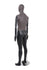 MALE BLACK LEATHERETTE FABRIC EGG MANNEQUIN W/ BLACK WOOD ARMS (MAM-ARM2-1/BLLE)