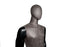 MIXED FABRIC MALE MANNEQUIN MATTE BLACK WITH DISTRESSED LEATHERETTE FABRIC AND REMOVABLE HEAD (MAM-S2-102/BLLE)