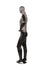 MIXED FABRIC MALE MANNEQUIN MATTE BLACK WITH DISTRESSED LEATHERETTE FABRIC AND REMOVABLE HEAD (MAM-S2-103/BLLE)