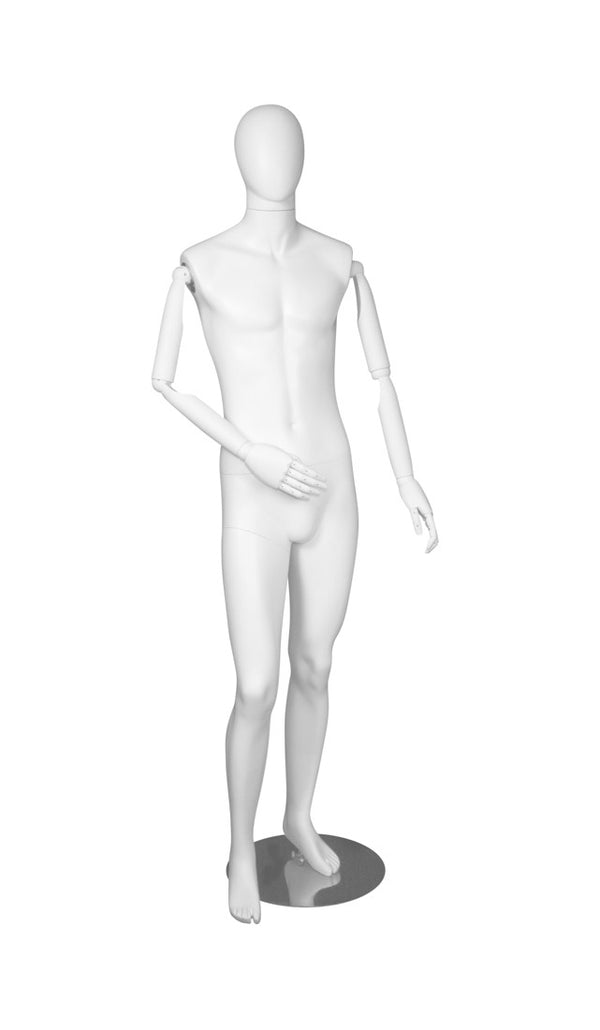 MALE MANNEQUIN W/ WOOD ARMS (MAM-S2-ARM1/WW)