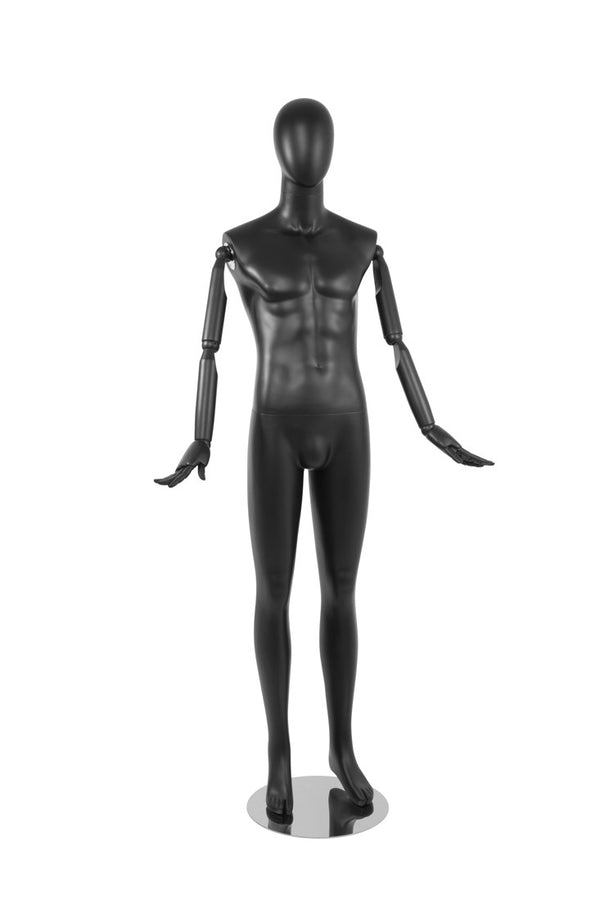 MALE  MANNEQUIN W/ WOOD ARMS (MAM-S2-ARM2/BB)