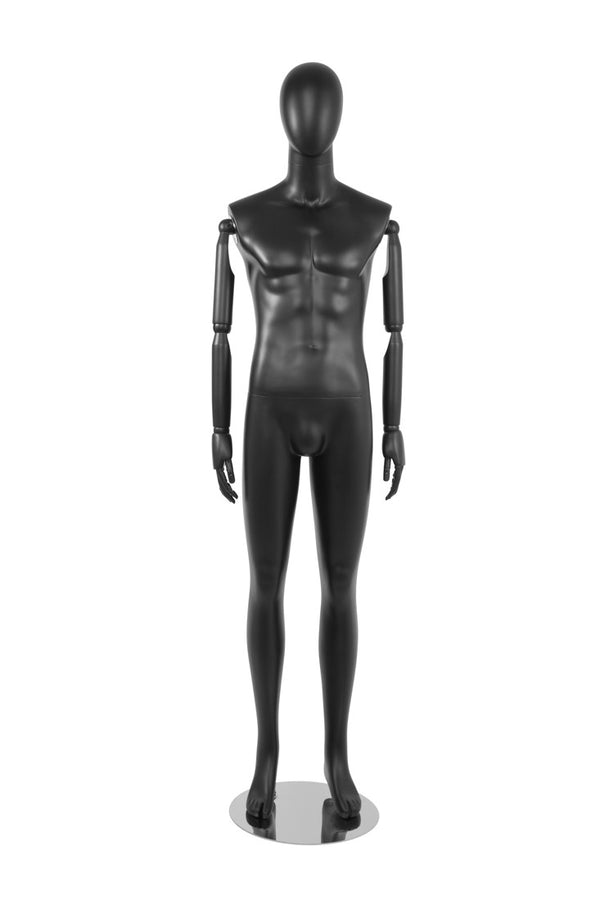 MALE  MANNEQUIN W/ WOOD ARMS (MAM-S2-ARM2/BB)