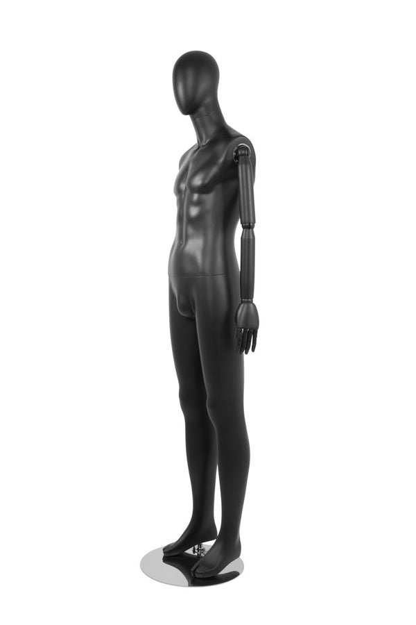 MALE  MANNEQUIN W/ WOOD ARMS (MAM-S2-ARM2/BB)