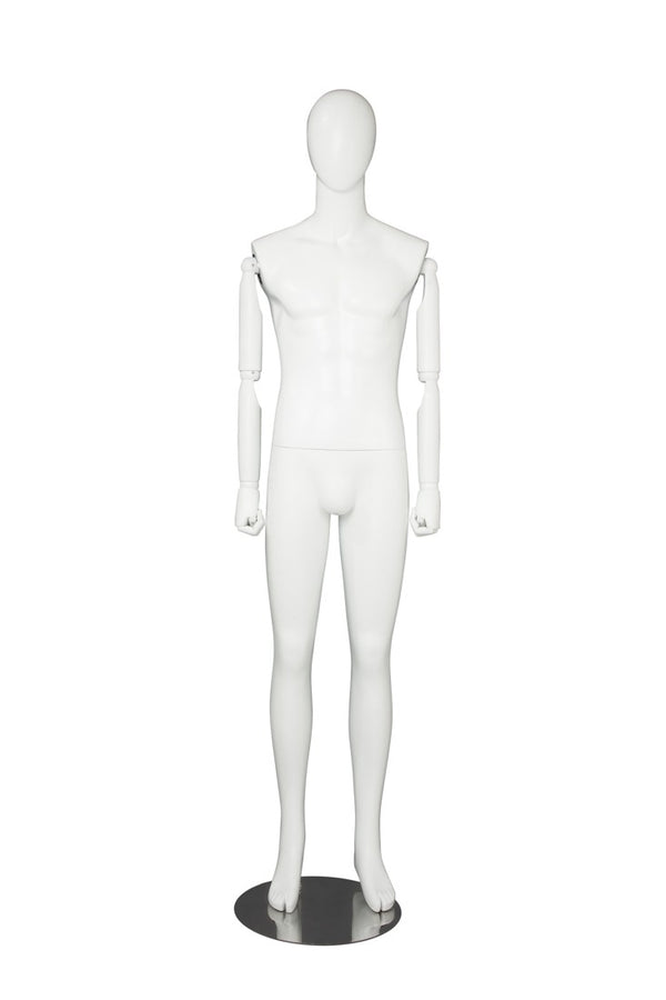 MALE  MANNEQUIN W/ WOOD ARMS (MAM-S2-ARM2/WW)