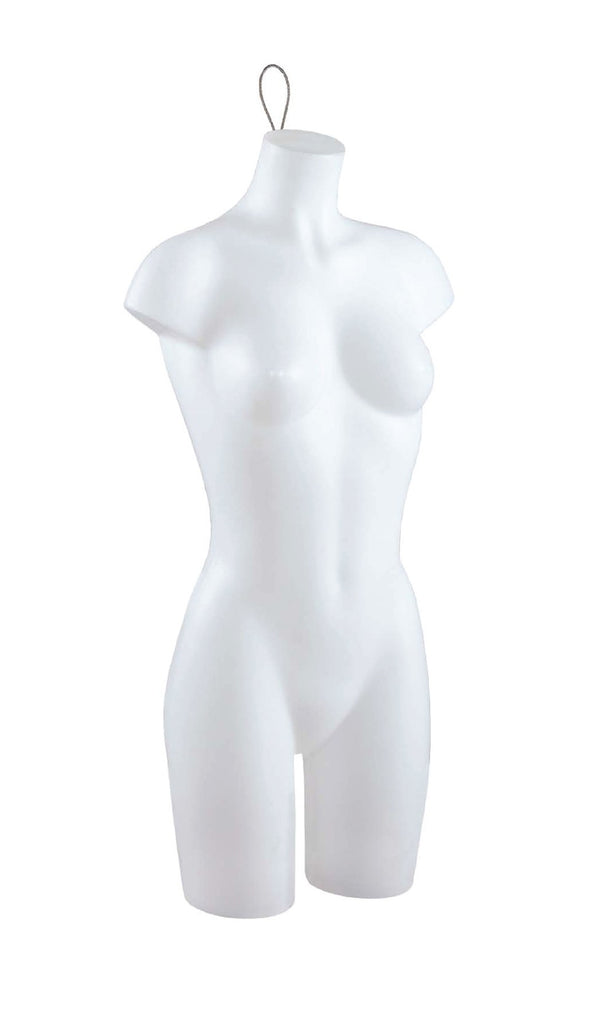 PLASTIC FORM 3/4 FULL TORSO - HANGING - WHITE (PBF-928)