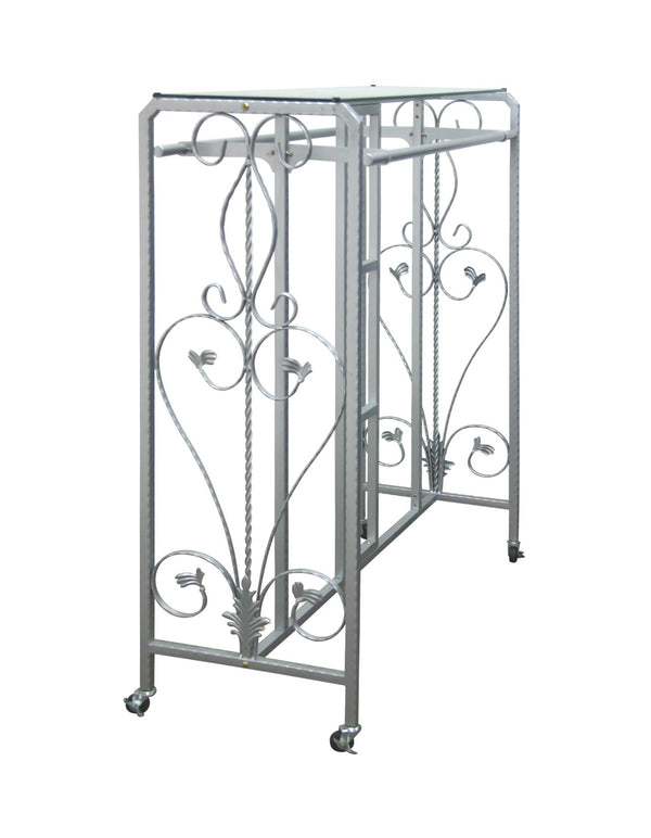 DECORATIVE RACK W/ TOP GLASS, SILVER (RHZ-005)